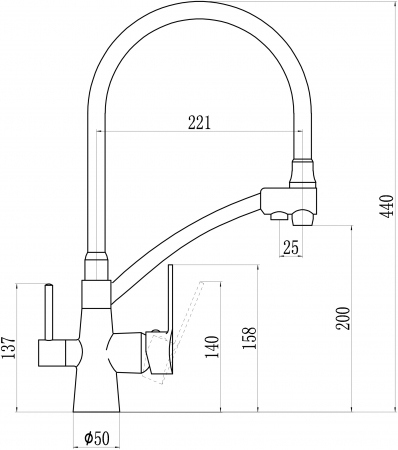 Смеситель для кухонной мойки с фильтром питьевой воды Savol S-L1805-01
