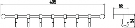 Планка с крючками (7 крючков) Savol S-006207