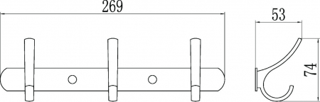 Планка с крючками (3 крючка) Savol S-004253