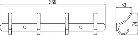 Планка с крючками (4 крючка) Savol S-004254