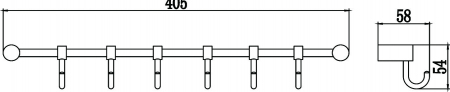 Планка с крючками (6 крючков) Savol S-006206