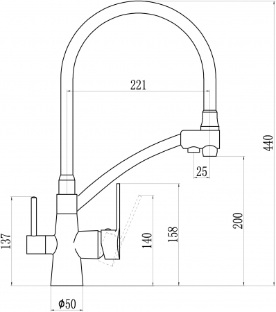 Смеситель для кухонной мойки с фильтром питьевой воды Savol S-L1805L-02