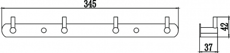 Планка с крючками (4 крючка) Savol S-007214B