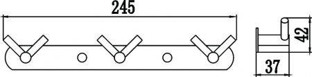 Планка с крючками (3 крючка) Savol S-007223