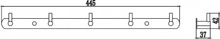 Планка с крючками (5 крючков) Savol S-007215C