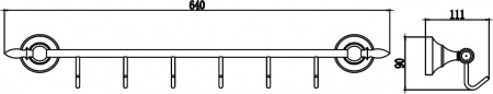 Планка с крючками (6 крючков) Savol S-06876A