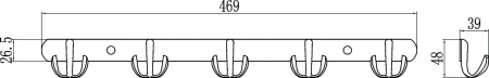Планка с крючками (5 крючков) Savol S-002255
