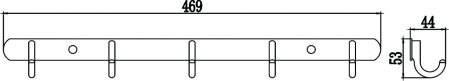 Планка с крючками (5 крючков) Savol S-001255