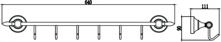 Планка с крючками (6 крючков) Savol S-06876B