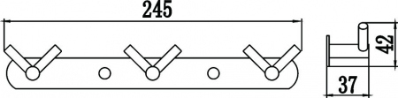 Планка с крючками (3 крючка) Savol S-007223C