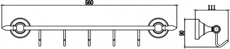 Планка с крючками (5 крючков) Savol S-06875A