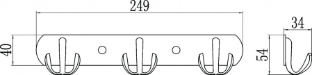 Планка с крючками (3 крючка) Savol S-002253