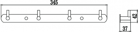 Планка с крючками (4 крючка) Savol S-007214