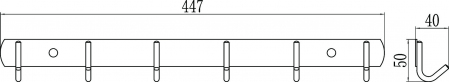 Планка с крючками (6 крючков) Savol S-00606D