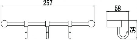 Планка с крючками (3 крючка) Savol S-006203