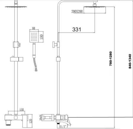 Изображение  Душевая стойка Fmark FS8645-1H — фото товара