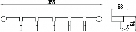 Планка с крючками (5 крючков) Savol S-006205