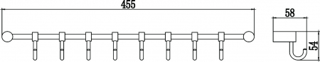 Планка с крючками (8 крючков) Savol S-006208