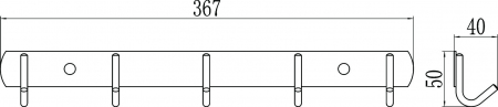 Планка с крючками (5 крючков) Savol S-00505D